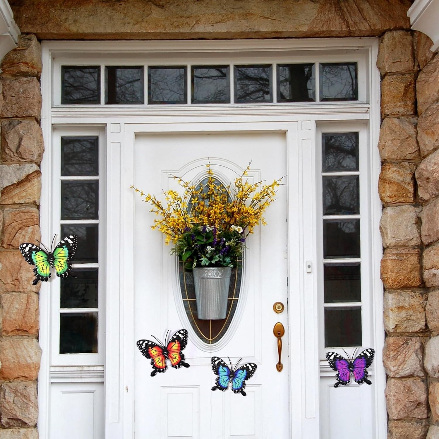 Vibrant Iron Butterfly Decorations – 4 Pack of Indoor/Outdoor Wall Art Pieces