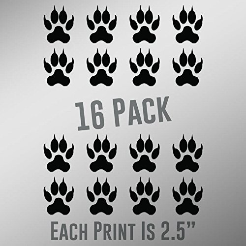Cat Paw Prints 16-Pack | 2.5-Inches | Premium Quality Black Vinyl