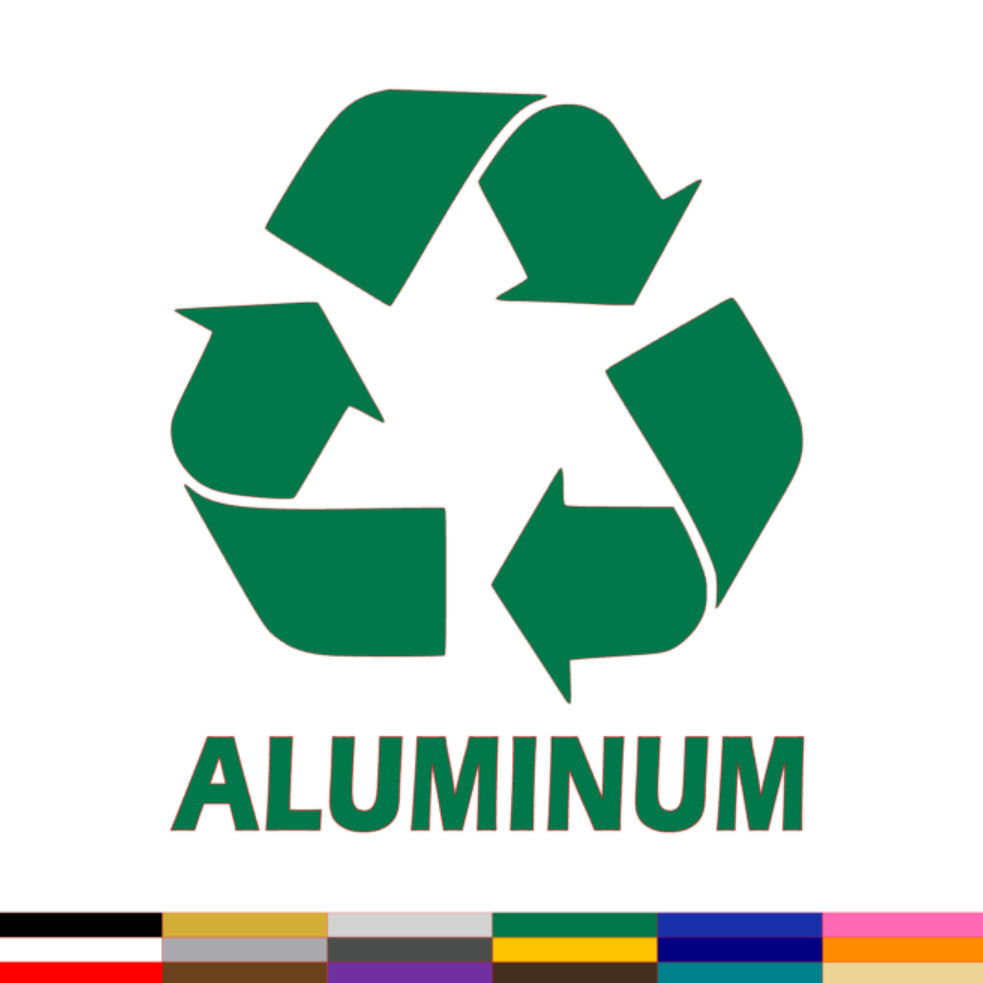 Recycle Aluminum Sticker PICK SIZE COLOR Vinyl Decal Trash Bin Garbage Window