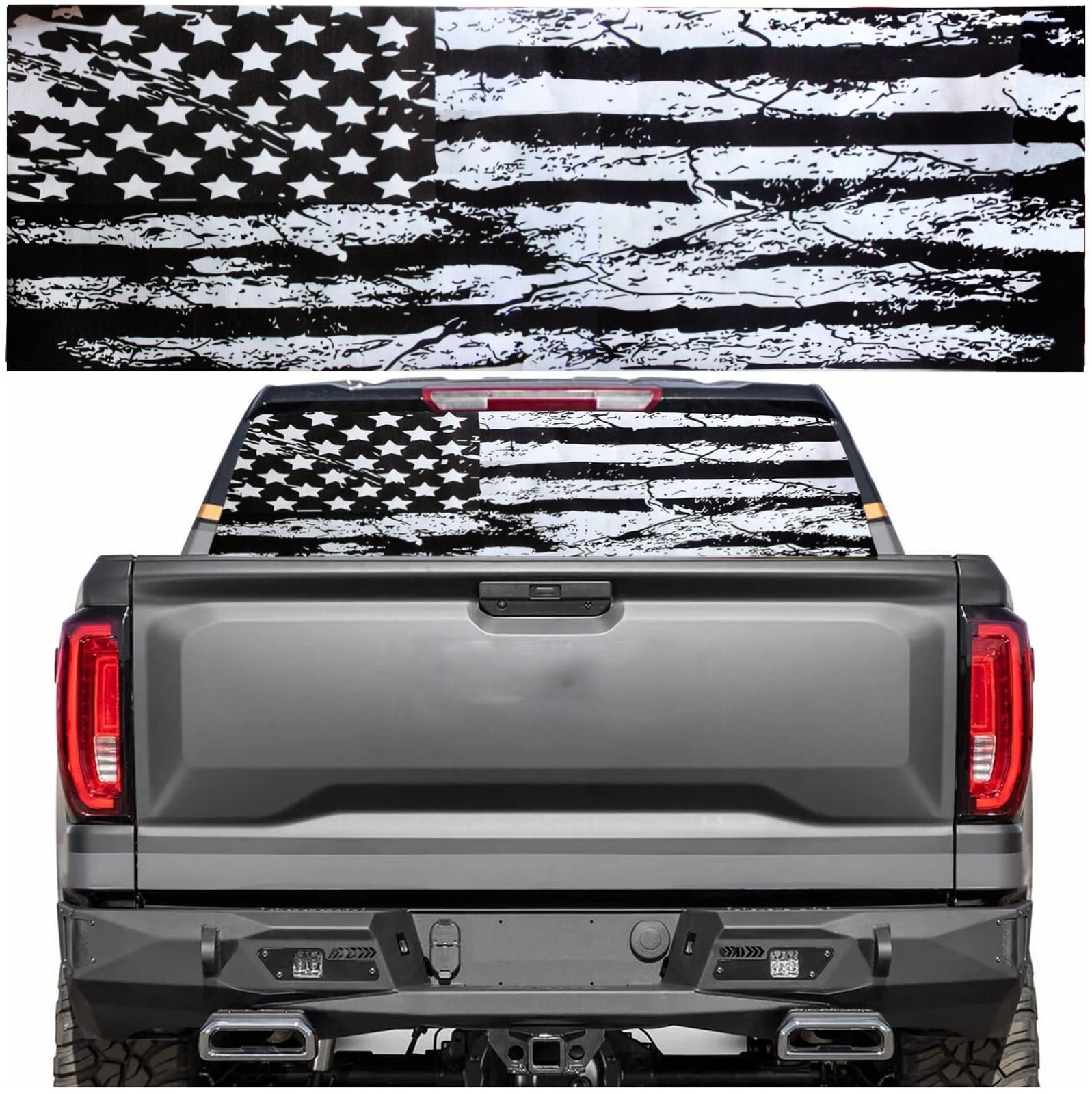 Rear Window Decals for Trucks – 65×22 in Back Window American Flag Decals Fit…