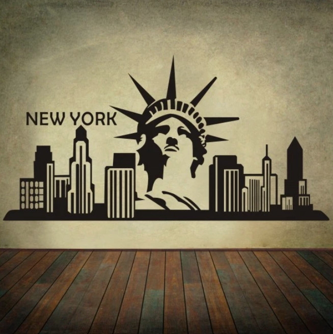 22″x44″ New York1 City Line NYC America Wall Sticker Decal Canada Vinyl BLACK