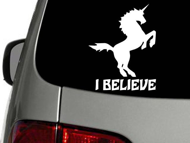 Unicorn I Believe Vinyl Decal Car Wall Window Sticker CHOOSE SIZE COLOR