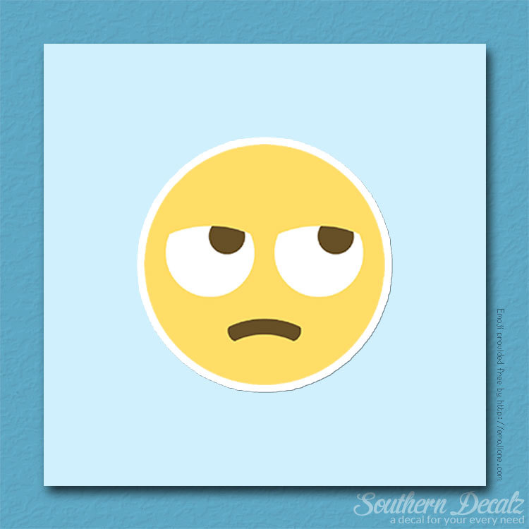 Eye Roll Smiley Emoji – Vinyl Decal Sticker – c126 – 3.75″ x 3.75″