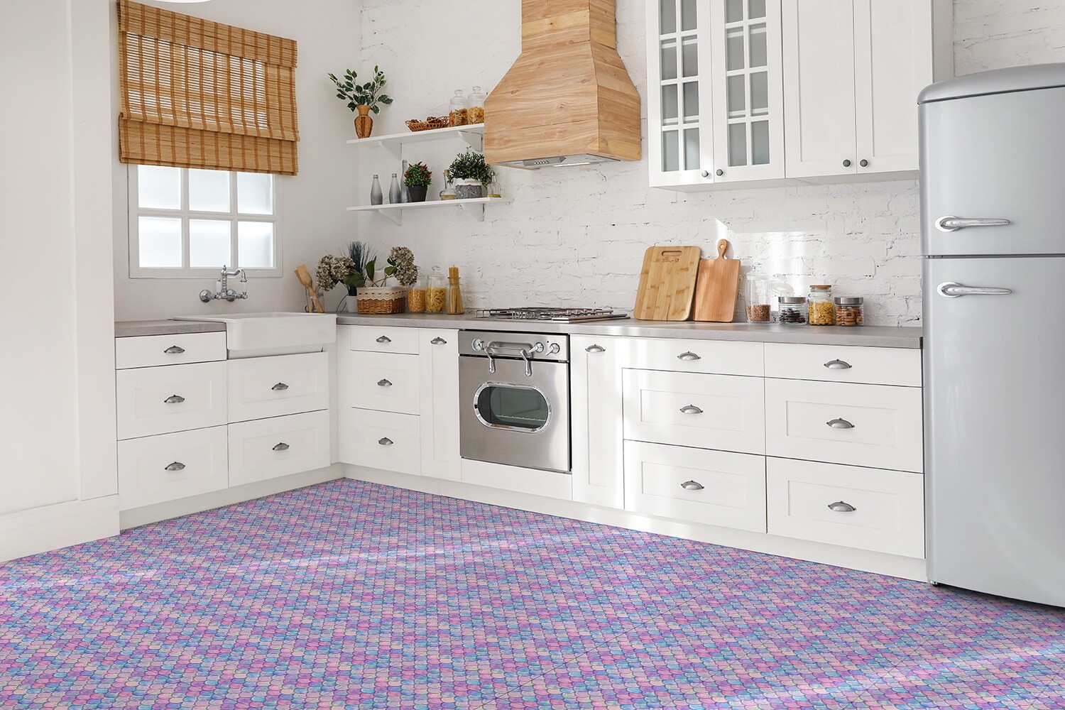 Tile Stickers Set Kitchen Splashback Peel and Stick colourful fish scales