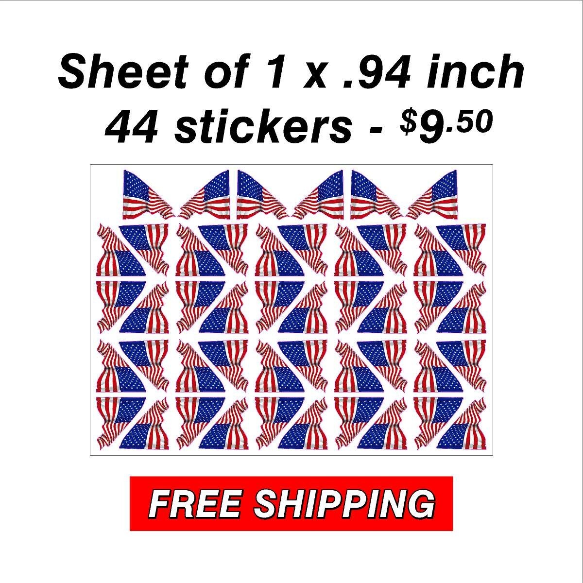Set of Right and Left Fluttering American Flag Stickers