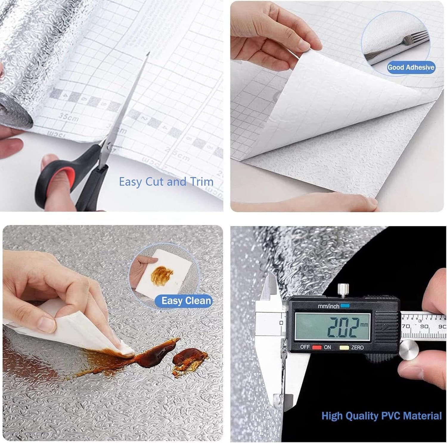 Kitchen Wallpaper Oil Proof Sticker Backsplash Aluminum Foil Self-Adhesive Paper