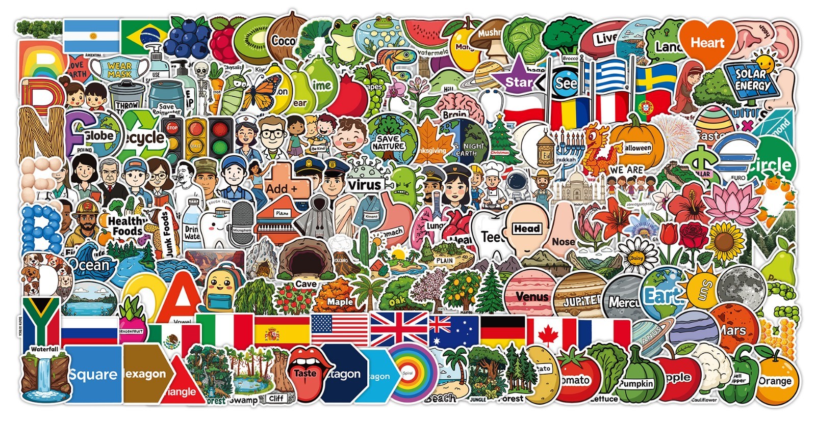 100 Educational Stickers Pack For Kids Learning | ScreenFree Fun by Dreamstiki |