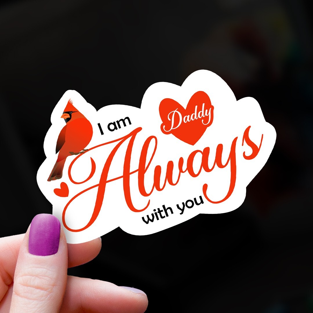 Cardinal and Hearts I Am Always with You Cardinal Remembrance Sticker