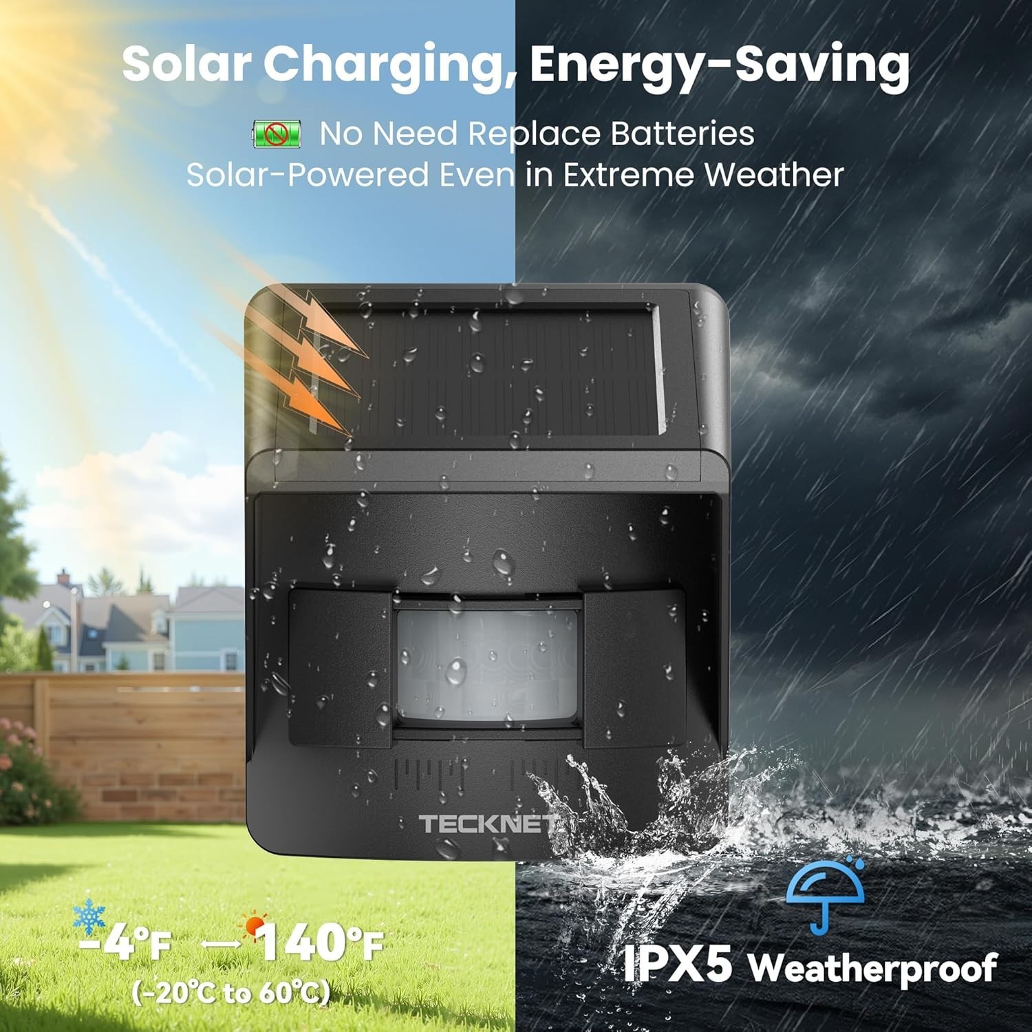 Solar Wireless Driveway Alarm with 2600FT Long Range & 36 Melodies & 5 V