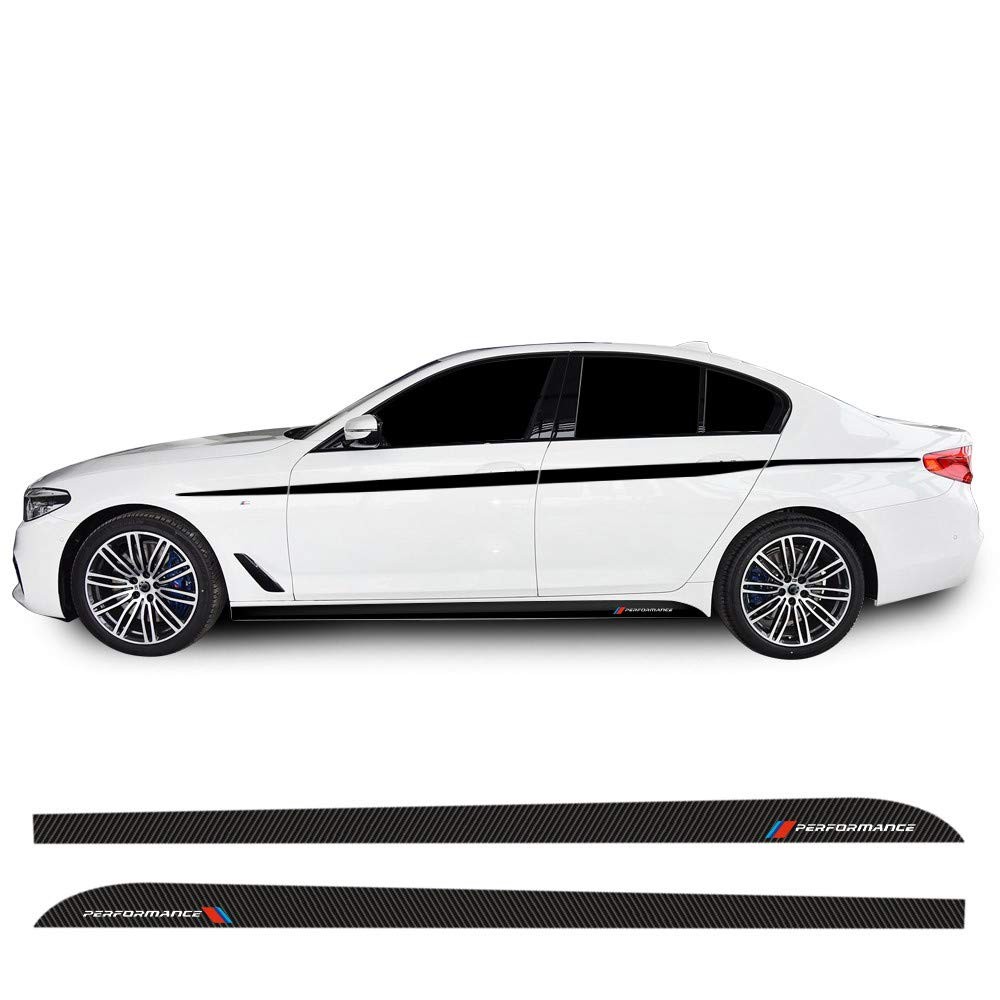 2pieces Glossy 5d Carbon Fibre Vinyl Performance Side Skirt Racing Stripes De…