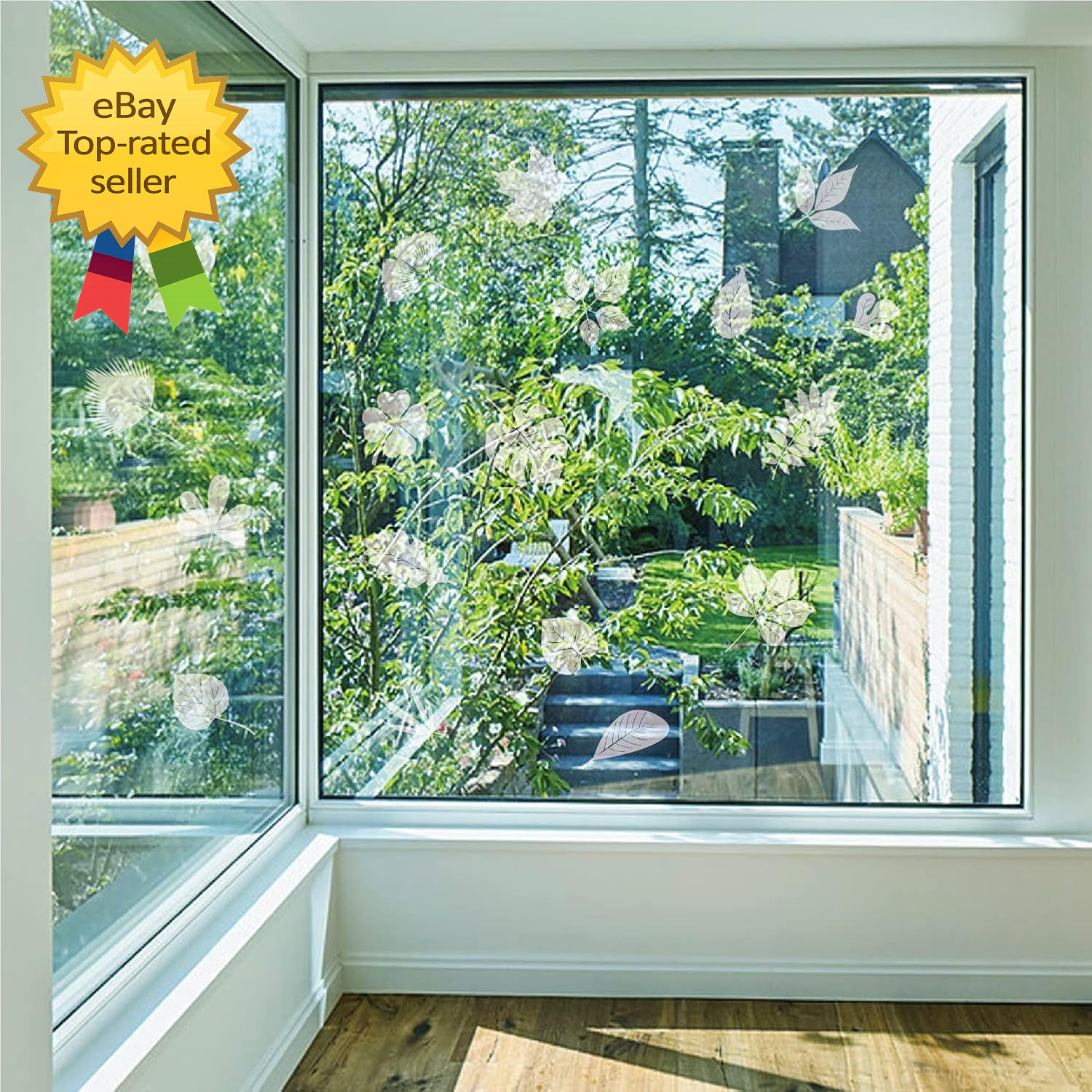 52 Pieces Window Decals Leaf Shape Anti Collision Stickers Bird Safety Glass Set