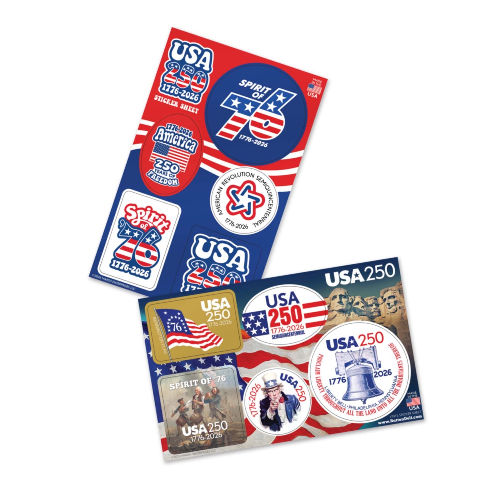 USA America Sticker Sheets – 2 Designs – America, Semiquincentennial 250 Freedom