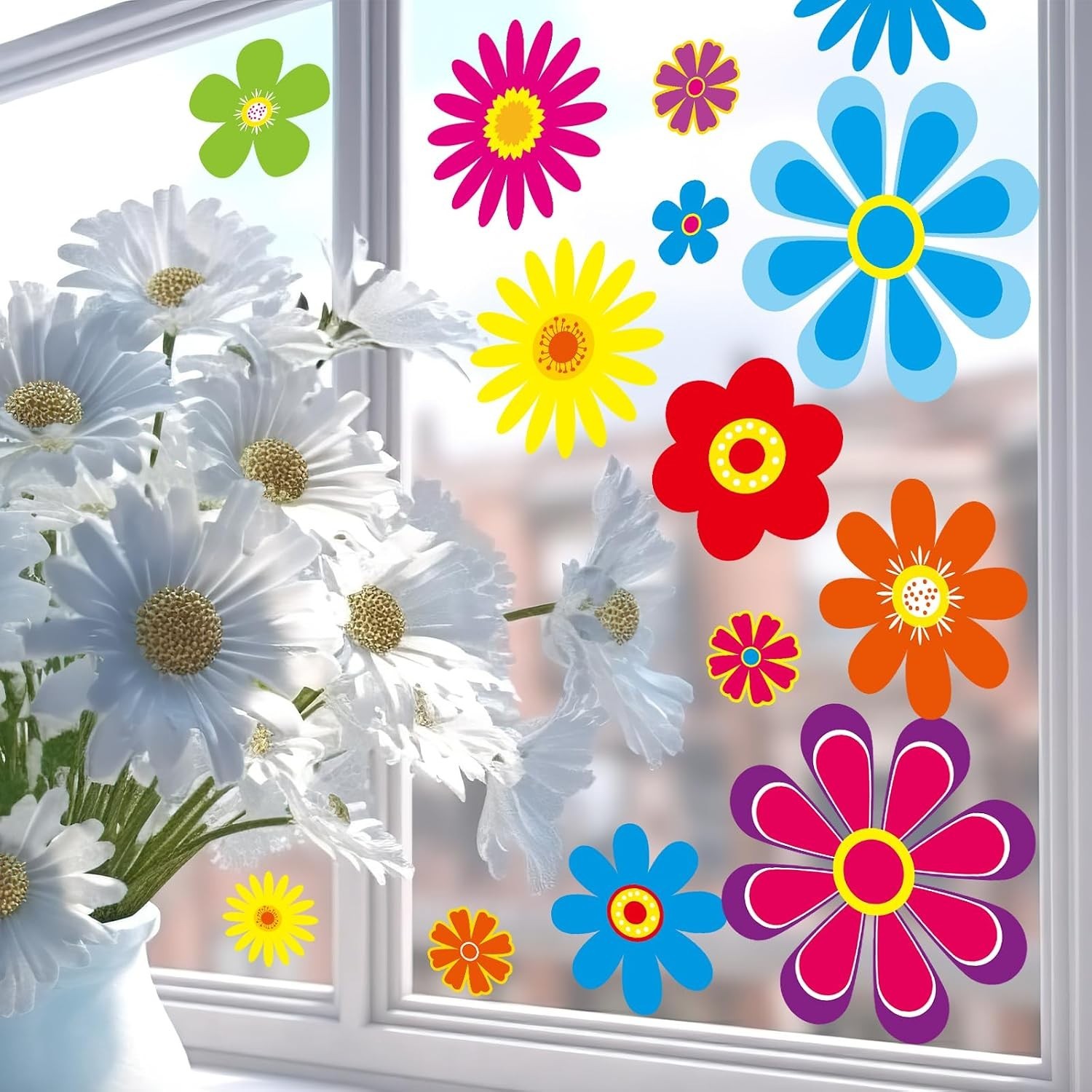 Daisy Stickers 180 Pcs Flower Car Decals 60’S Hippie Stickers Daisy Vinyl Retro