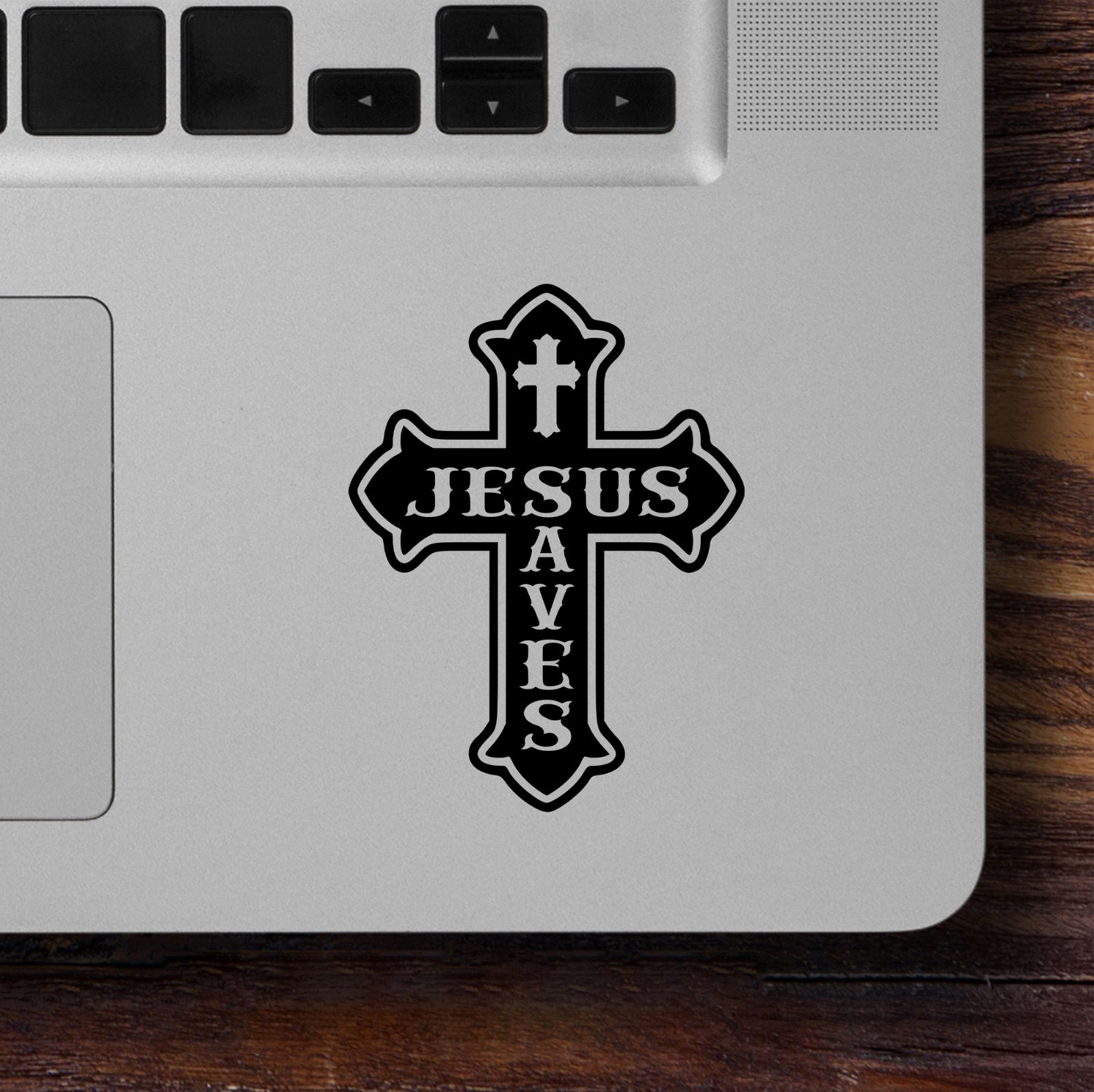 Jesus Saves Cross Vinyl Decal Sticker | Christian Faith Religious Car Wall Art