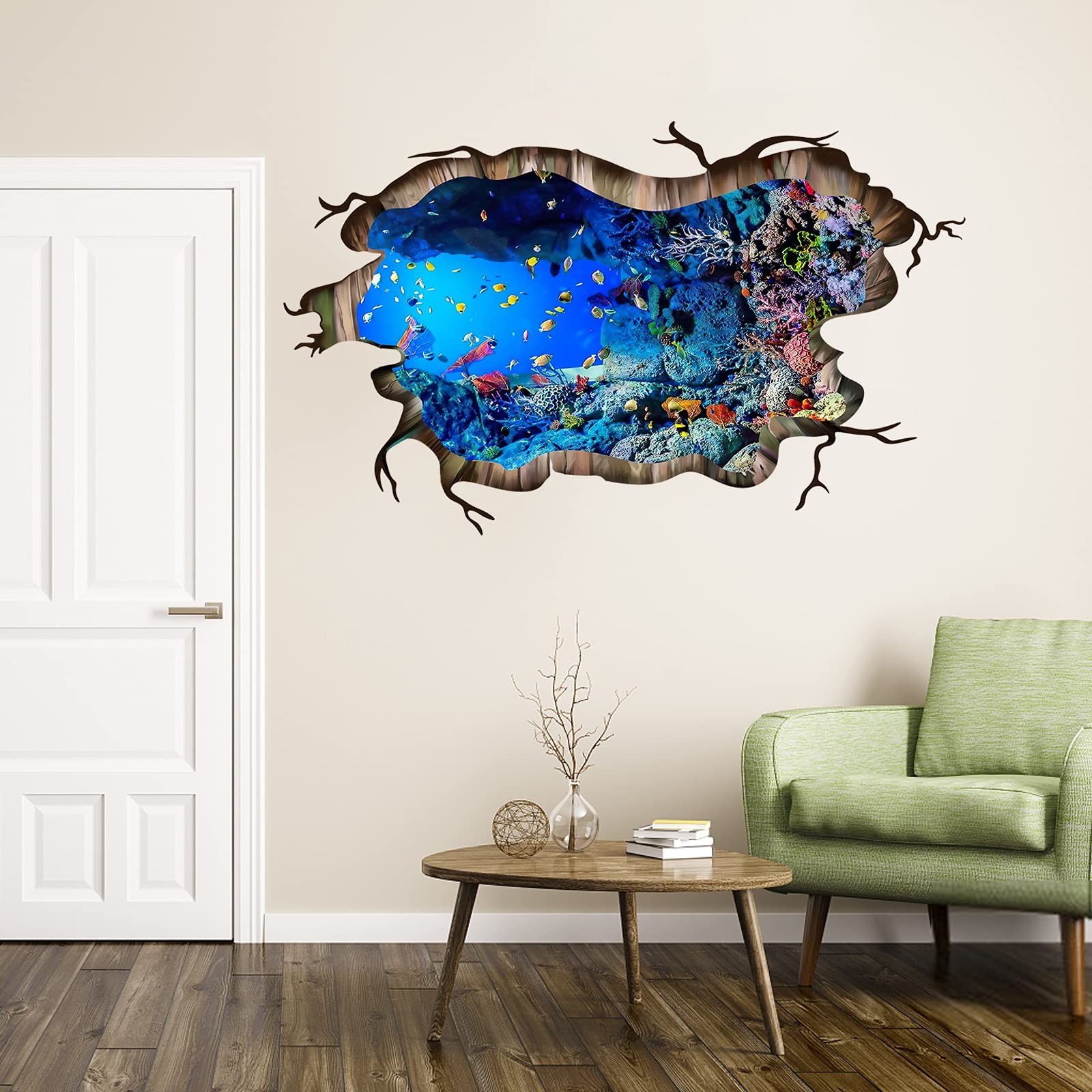 3D Under The Sea Fish Floor Wall Decals, Ocean Sea Life Wall Stickers, Remova…