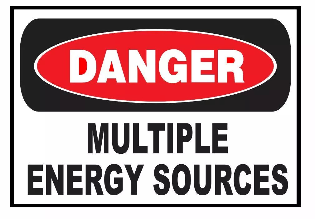 Danger Multiple Energy Sources Electrical Safety Sign Sticker Decal Label D3093