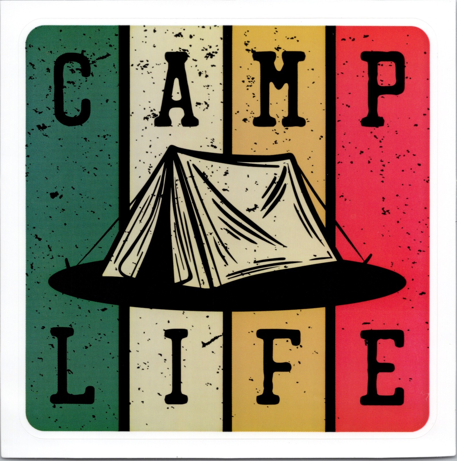 CAMP LIFE ~ TENT ~ CAMPING – Small Vinyl Sticker – 1.5in x 1.5in