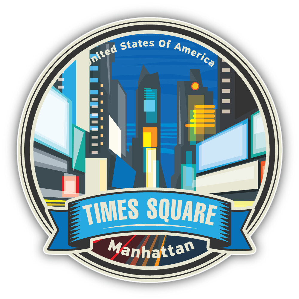 Times Square Manhatten USA Retro Vinyl Sticker Decal
