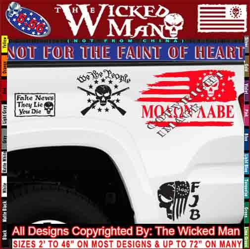 The Wicked Man Molon Labe 13 Star Skull Tattered Flag Horizontal Stars R Sticker
