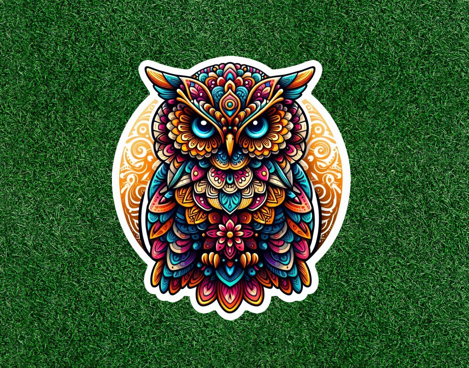 Colorful owl in a mandala design vinyl decal sticker – many sizes available