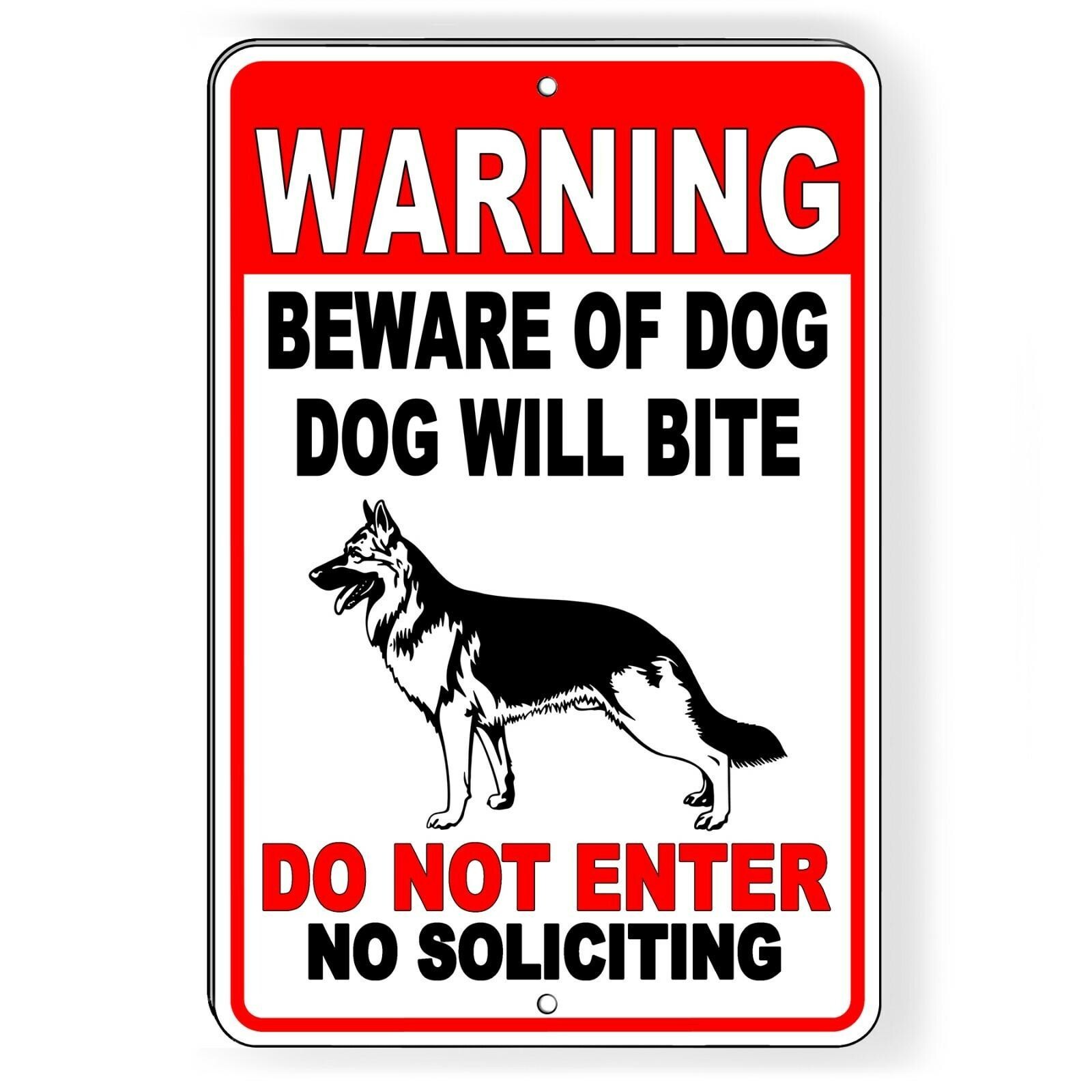 Sign or decal beware of dog will bite security attack guard warning protected