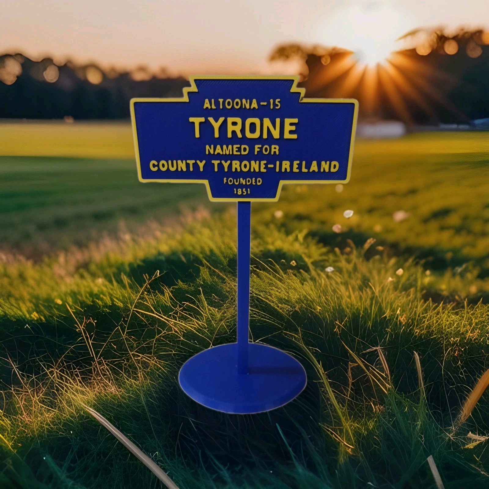 “Tyrone County Pennsylvania Mini-Replica Sign 6” Tall Sign