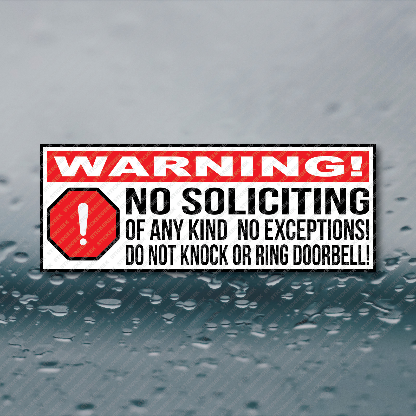 WARNING No Soliciting sticker window vinyl label decal home knocking notice 8X3