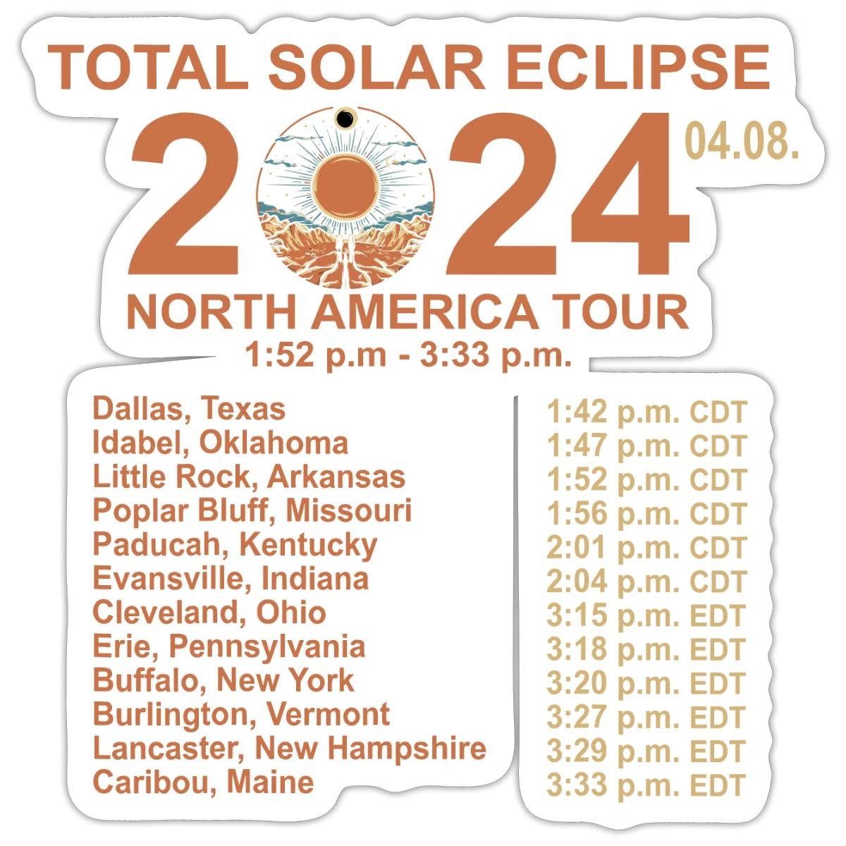 Total Solar Eclipse 2024 Path Sticker, max. 4 x 4″