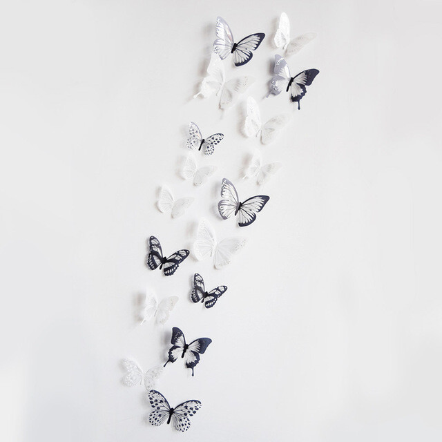 18pcs/lot 3d Effect Crystal Butterflies Wall Sticker Home Decoration On the Wall