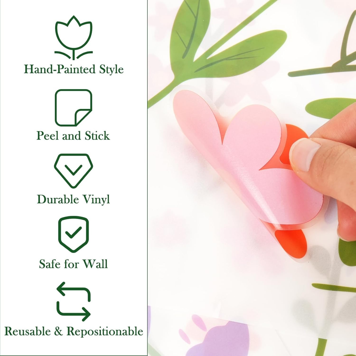 Floral Wall Decals – 102 Pcs Peel and Stick Vinyl Flower Stickers – Assorted …