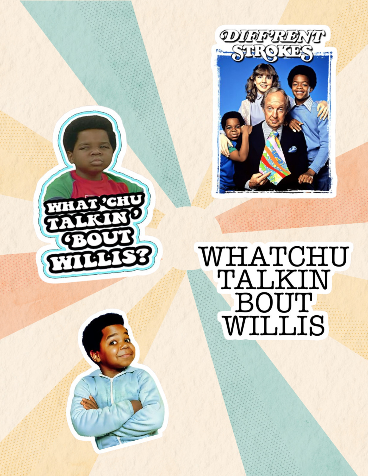 Different Strokes Retro TV 4pc Sticker Pack