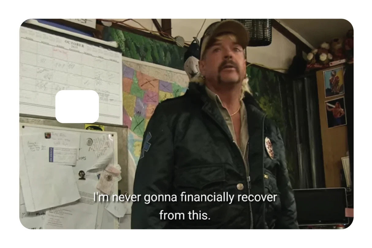 “Never Financially Recover” Card Skin 4 Pack Financial Meme Quote Sarcastic