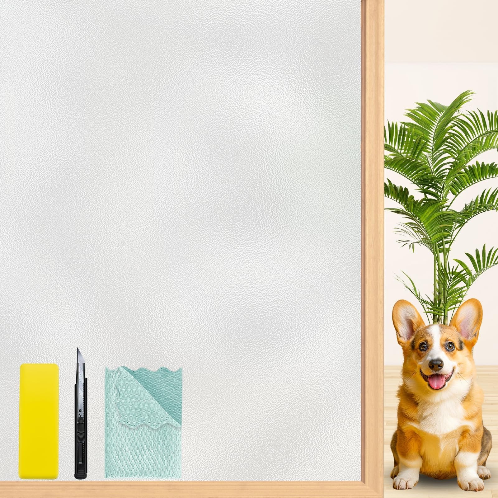 Niviy Frosted Glass Window Film Privacy Day and Night Static Cling Front Door…