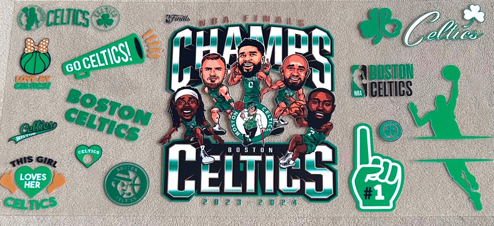 NEW BOSTON CELTICS UV DTF Transfer Stickers Cup Wrap DIY Glasses Bottles