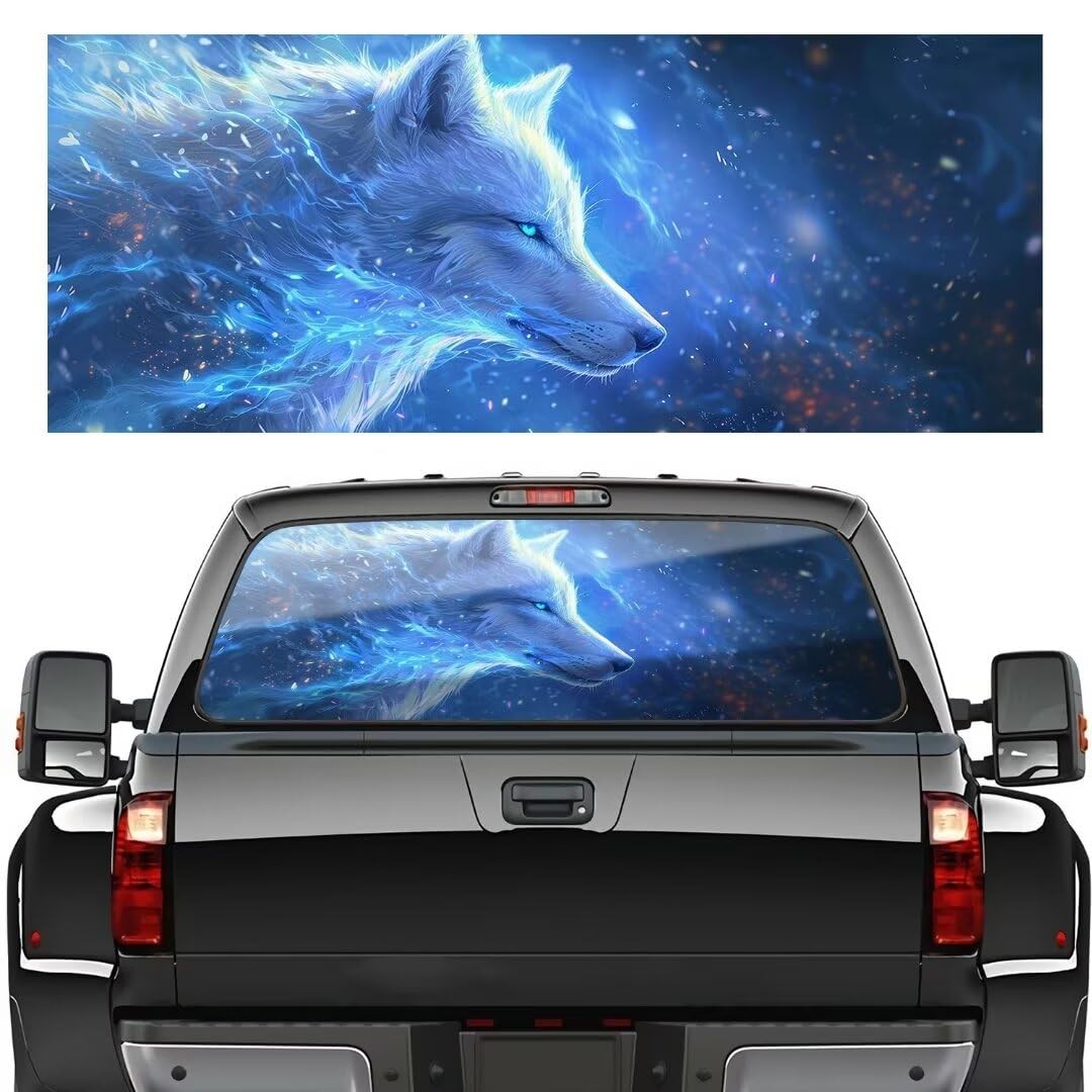 Personalized Wolf Pattern Rear Window Perforated Sticker Animal Graphic Decor…