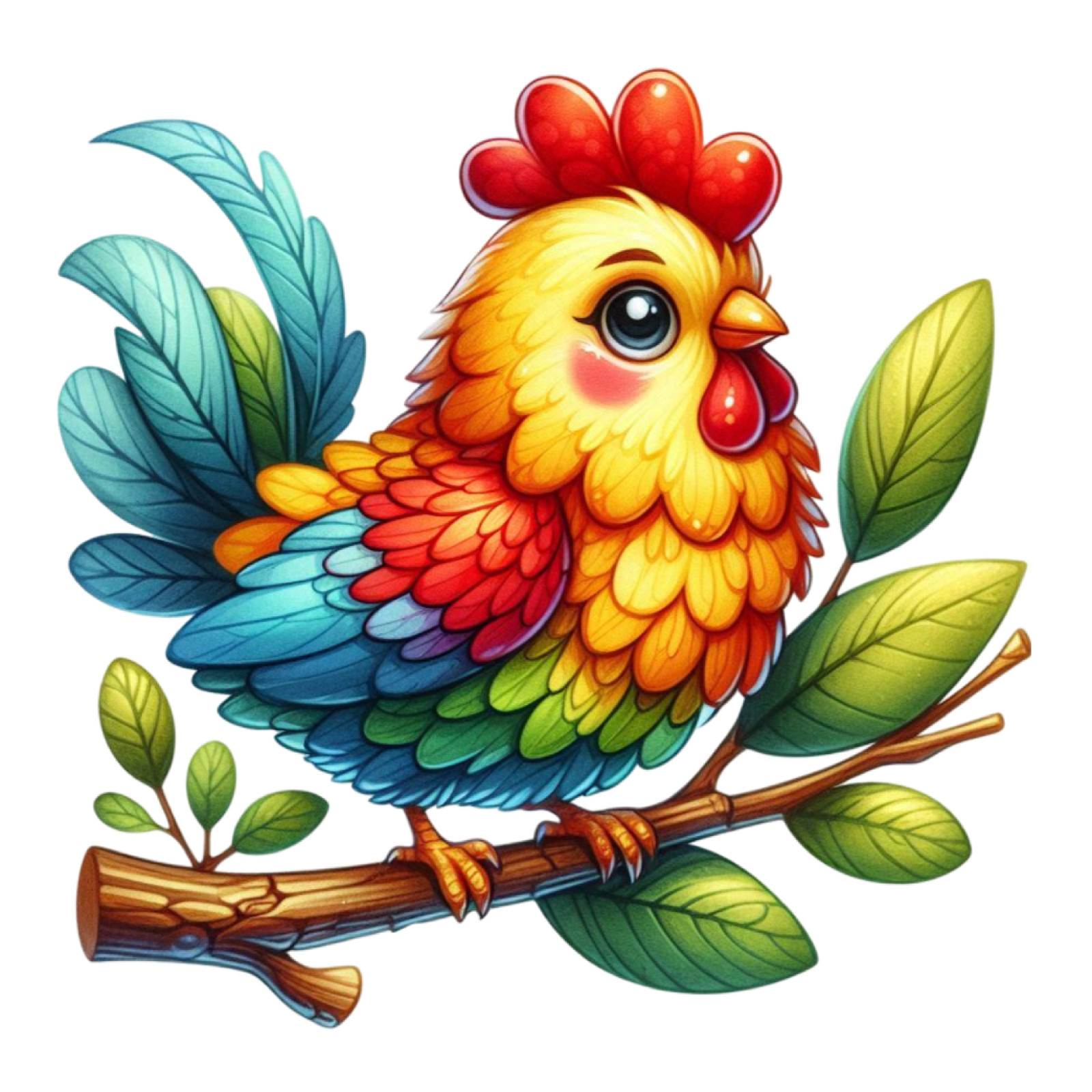 Wall Decal Sticker Colourful Chicken Wall Sticker 18X18cm Large