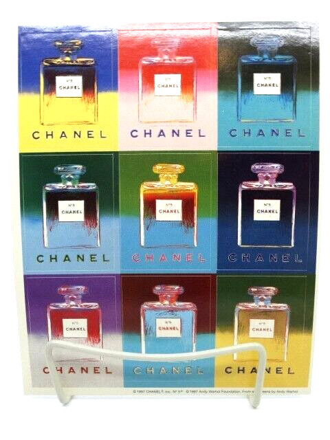 Authentic Set of 9 Paper 1997 Andy Warhol Chanel No. 5 Stickers, Each 2.5″ x 2″