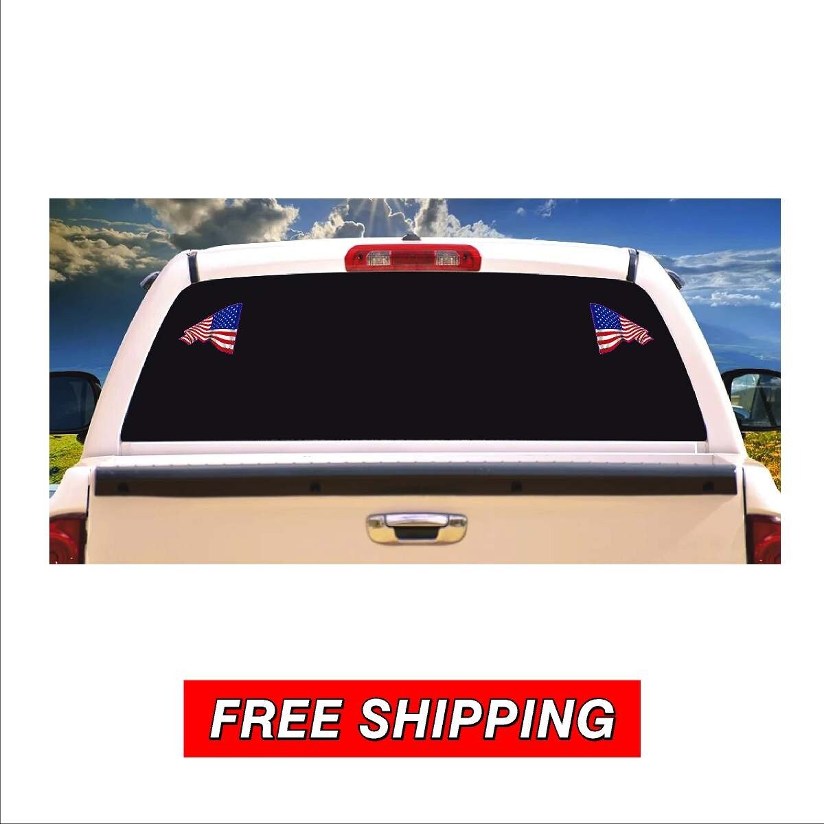 Set of Right and Left Fluttering American Flag Stickers