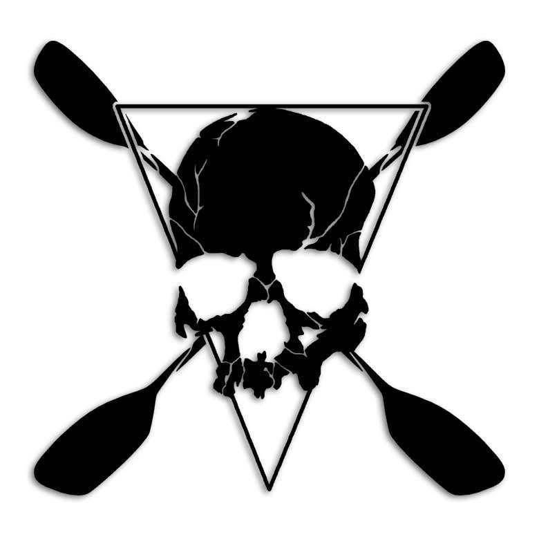 2 pack Kayak Paddle Skull Decal Sticker Rafting White Water Canoe Boat Explorer