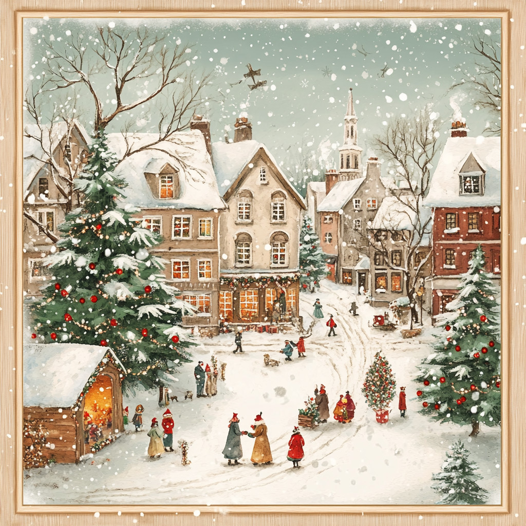 2PC 18x18inch Christmas photo framed decal, Large Holiday Winter wall sticker