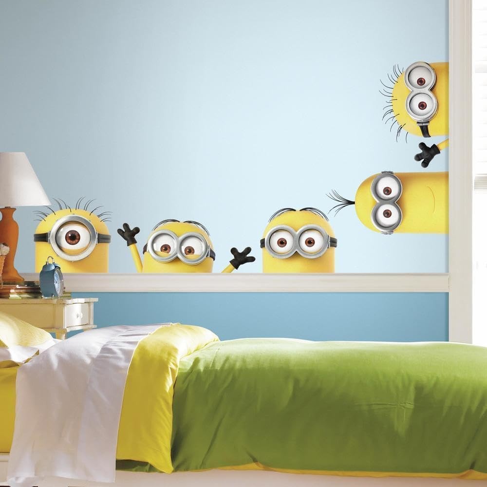 Minions Despicable Me 3 Peeking Minions Giant Peel and Stick Wall Decals by ,…