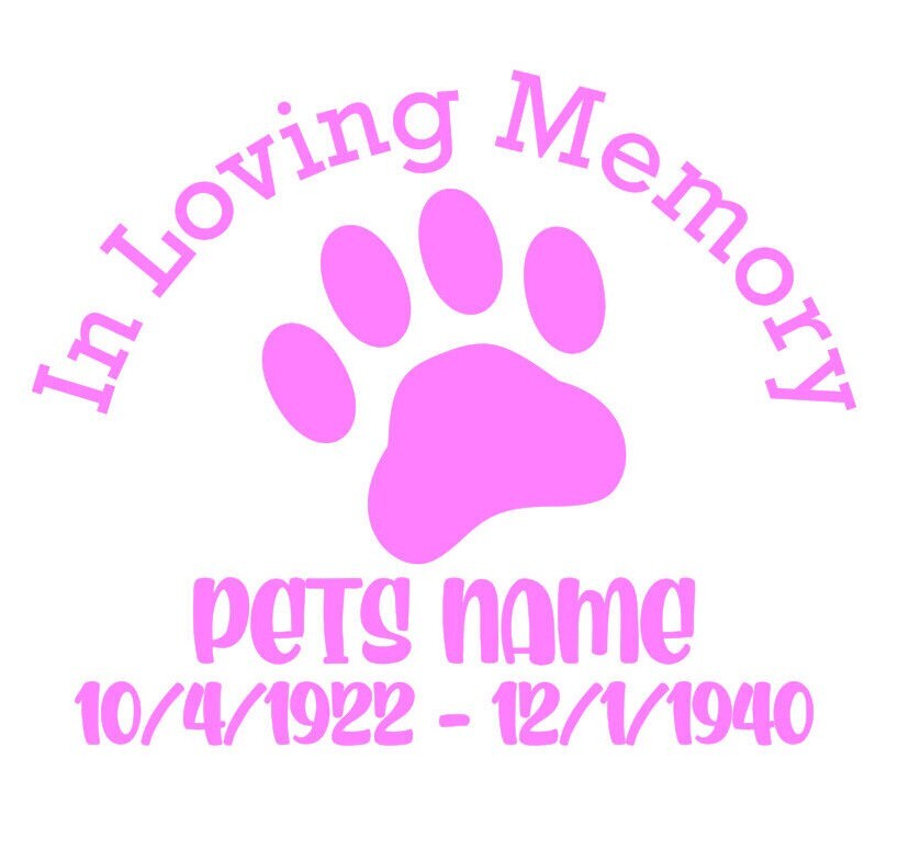 In Loving Memory My Pet Dog Cat Decal Window Sticker Personalized