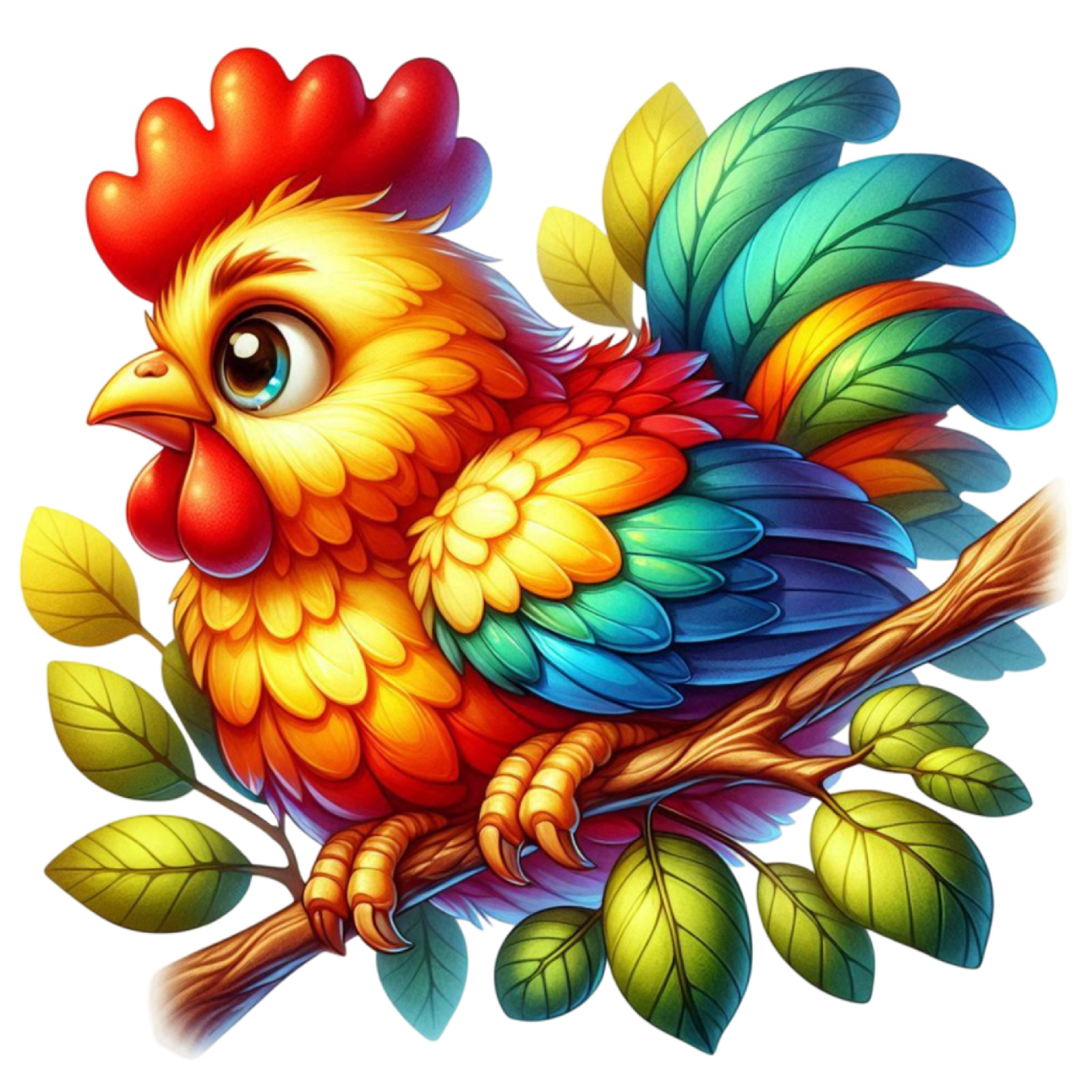 Wall Decal Sticker Colourful Chicken Wall Sticker 18X18cm Large