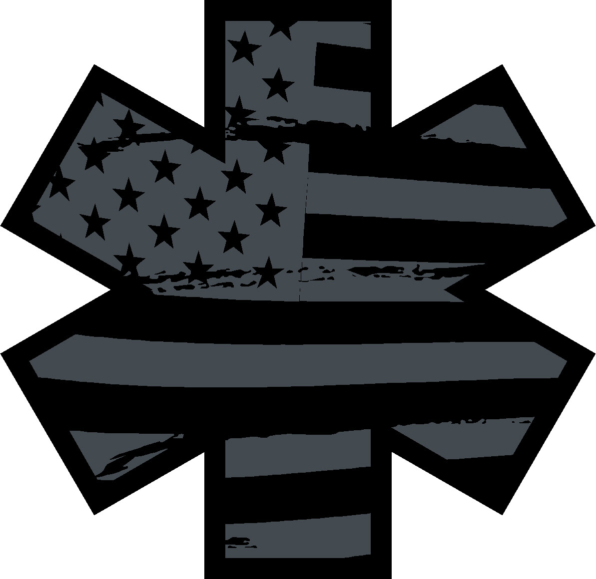 Black Flag Subdued Reflective Star Of Life Fire Decal EMT style 4 multiple sizes