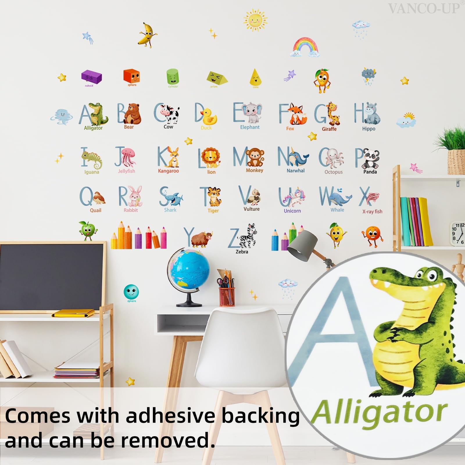 Animal Alphabet Wall Decals,64 Pcs Educational Learning Wall Stickers & Mural…