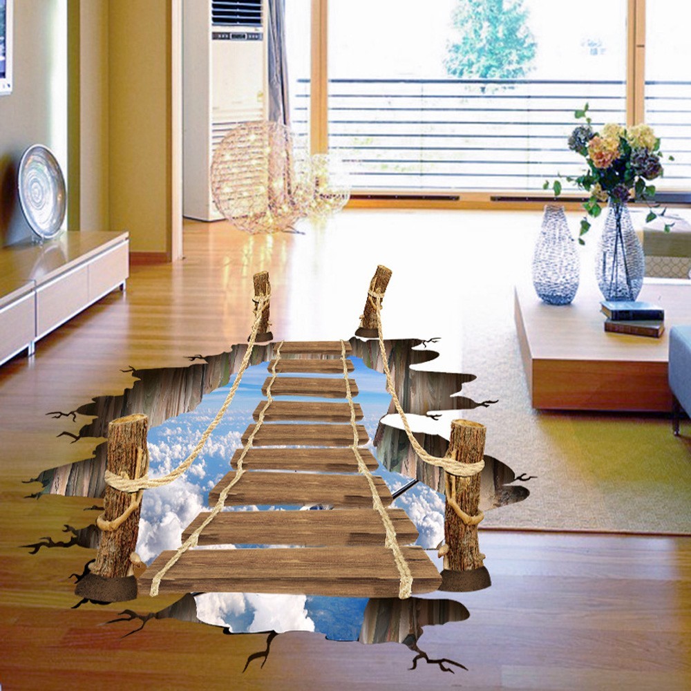 3D Floor/Wall Stickers Removable Bridge Mural Decals Vinyl Art Home Room Decor