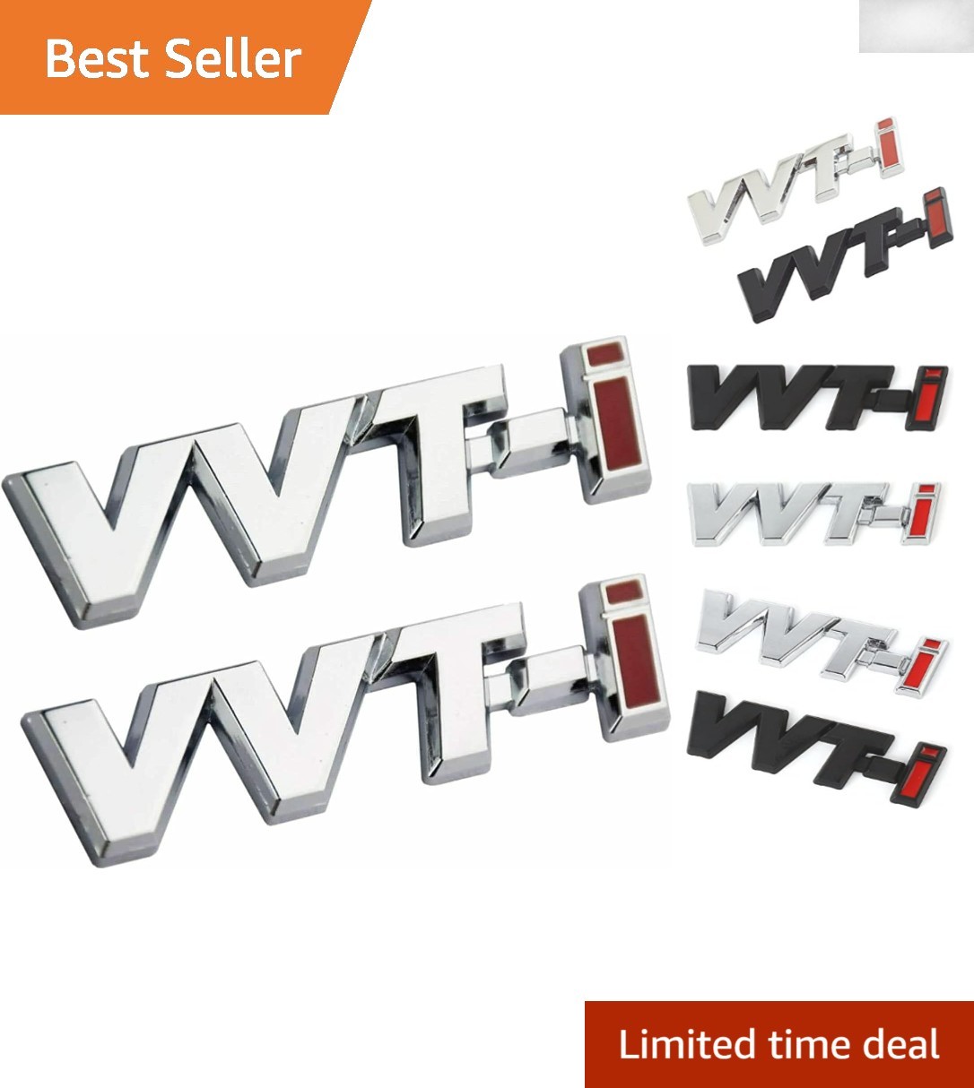 Quality Universal VVT-I Car Badge – Easy Installation Red Chrome Sticker