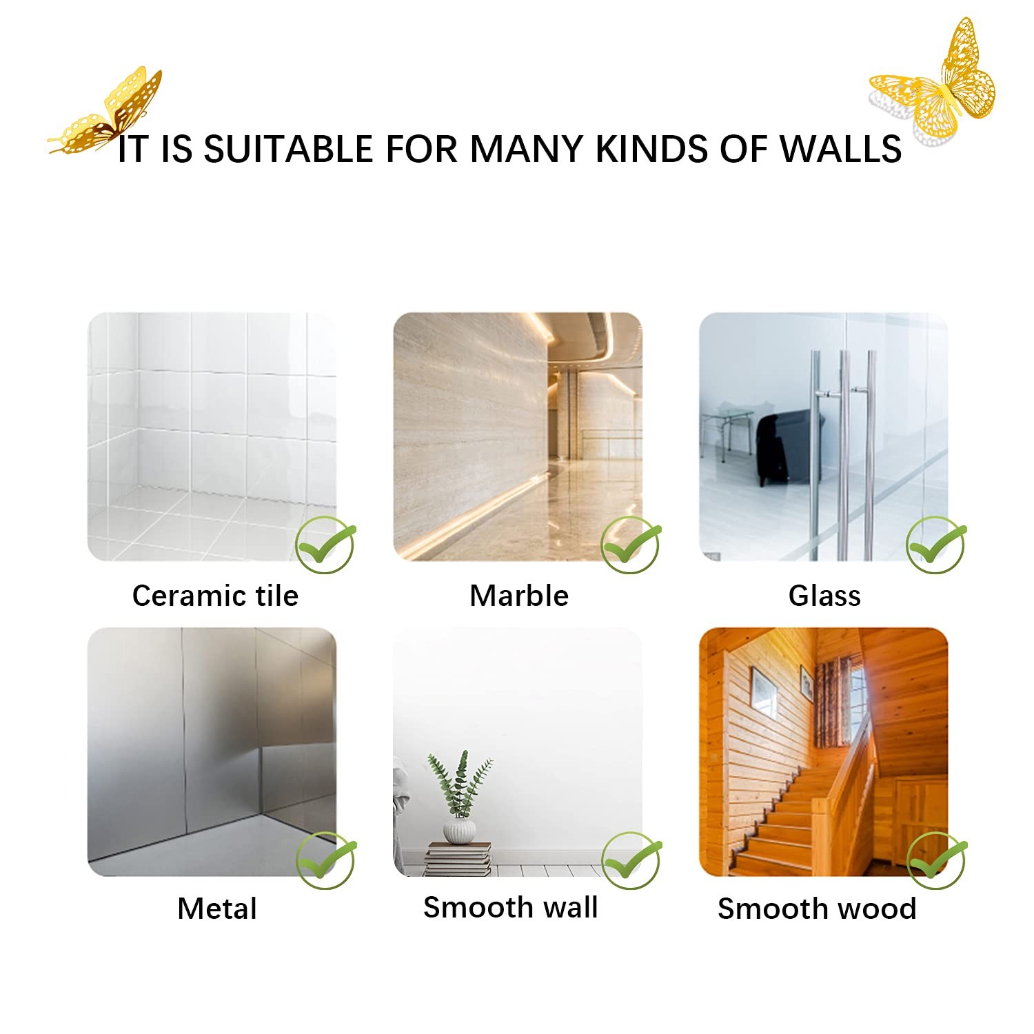 SAOROPEB 3D Butterfly Wall Decor – 48 Pcs, 4 Styles, 3 Sizes, 48 Gold