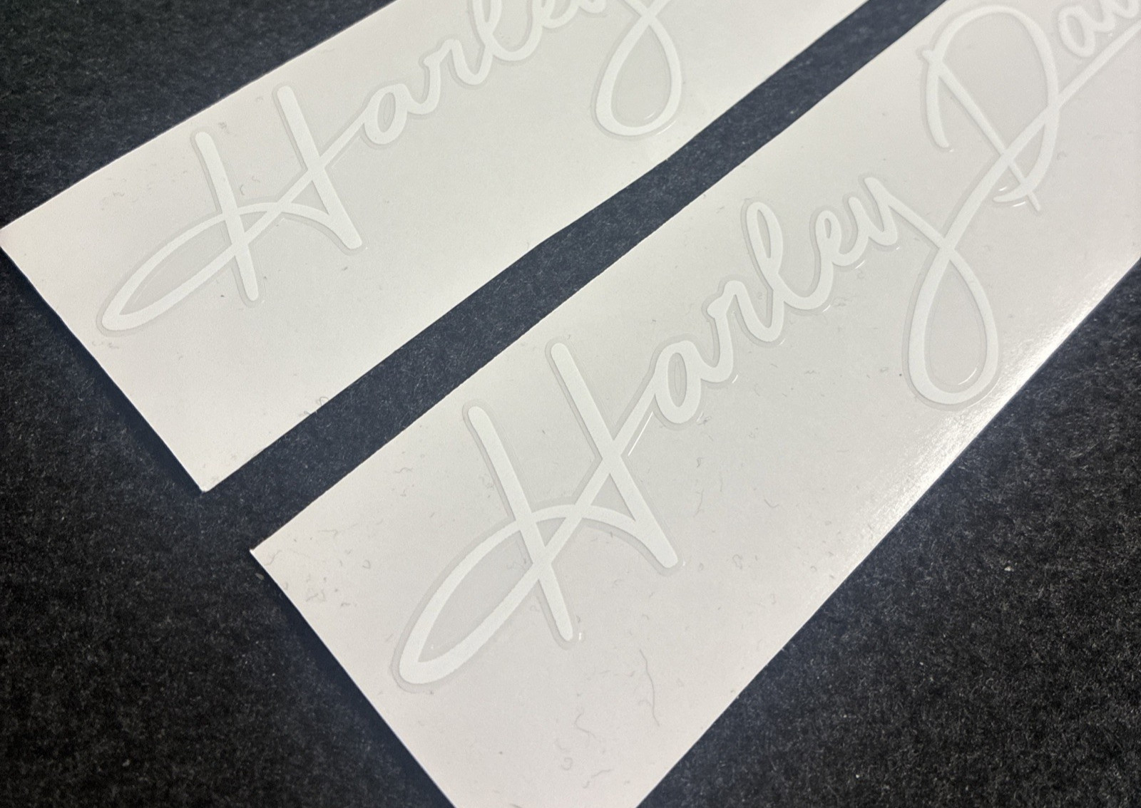 Harley-Davidson Sticker Reproductions – High-Quality Vinyl (Pair)-White Decals.