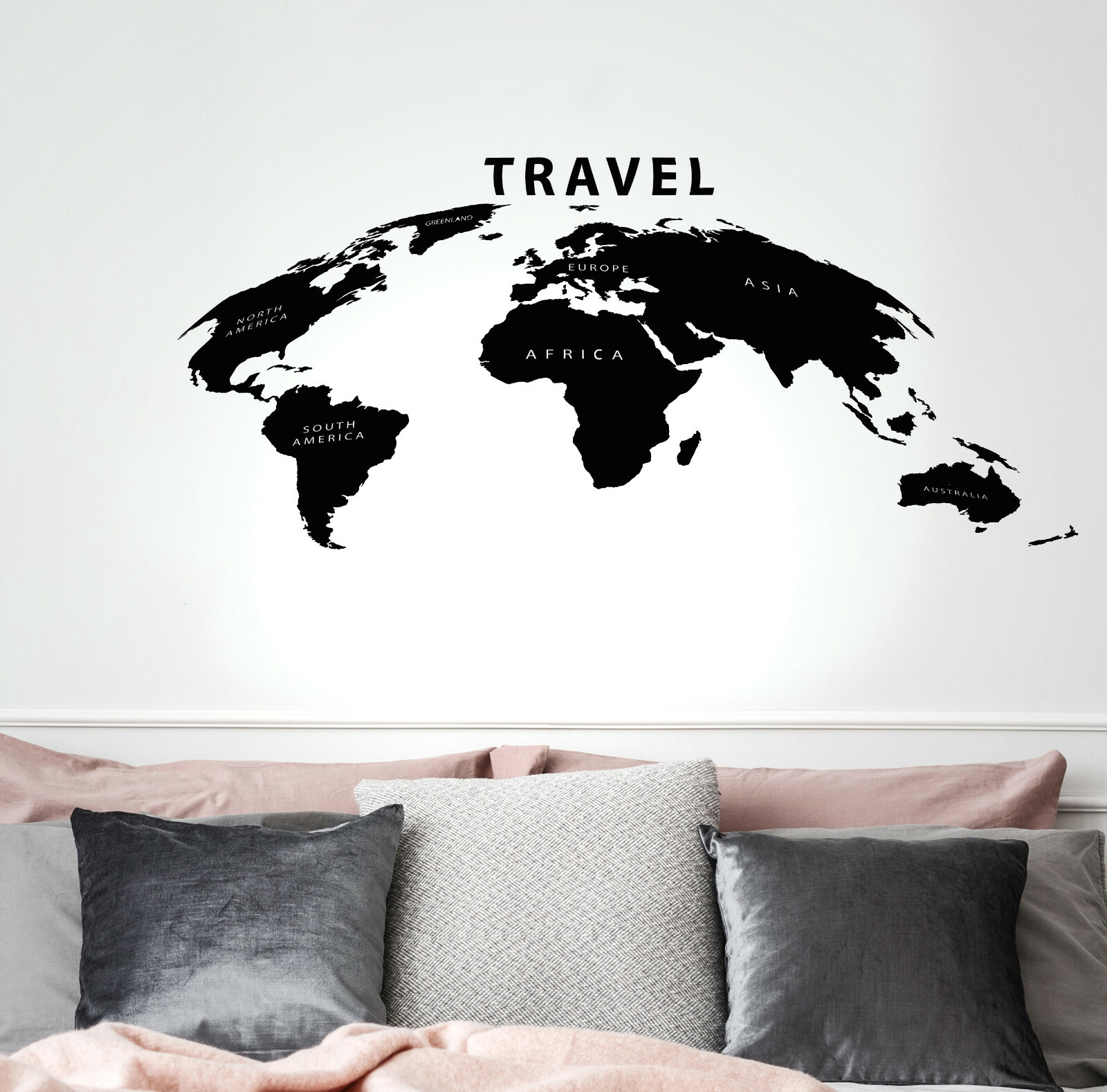 Vinyl Wall Decal World Atlas Travel Geography Stickers 35 in x 17.5 in gz276